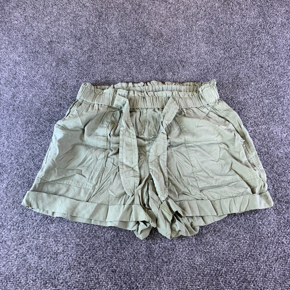 Aerie Shorts Womens Medium Army Green Elastic Waist Tie Front Pockets Casual